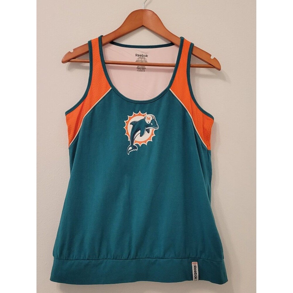 🏈🐬 MIAMI DOLPHINS Football Women's Reebok Racerback Tunic Tank Top Jersey | Lg